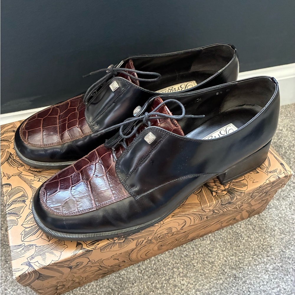 Brighton Black and Chestnut Leather Loafers